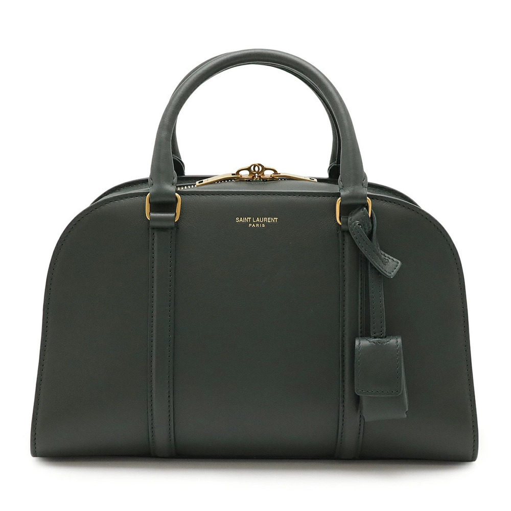 SAINT LAURENT PARIS YSL Yves Duffle Lock Handbag Dark Green